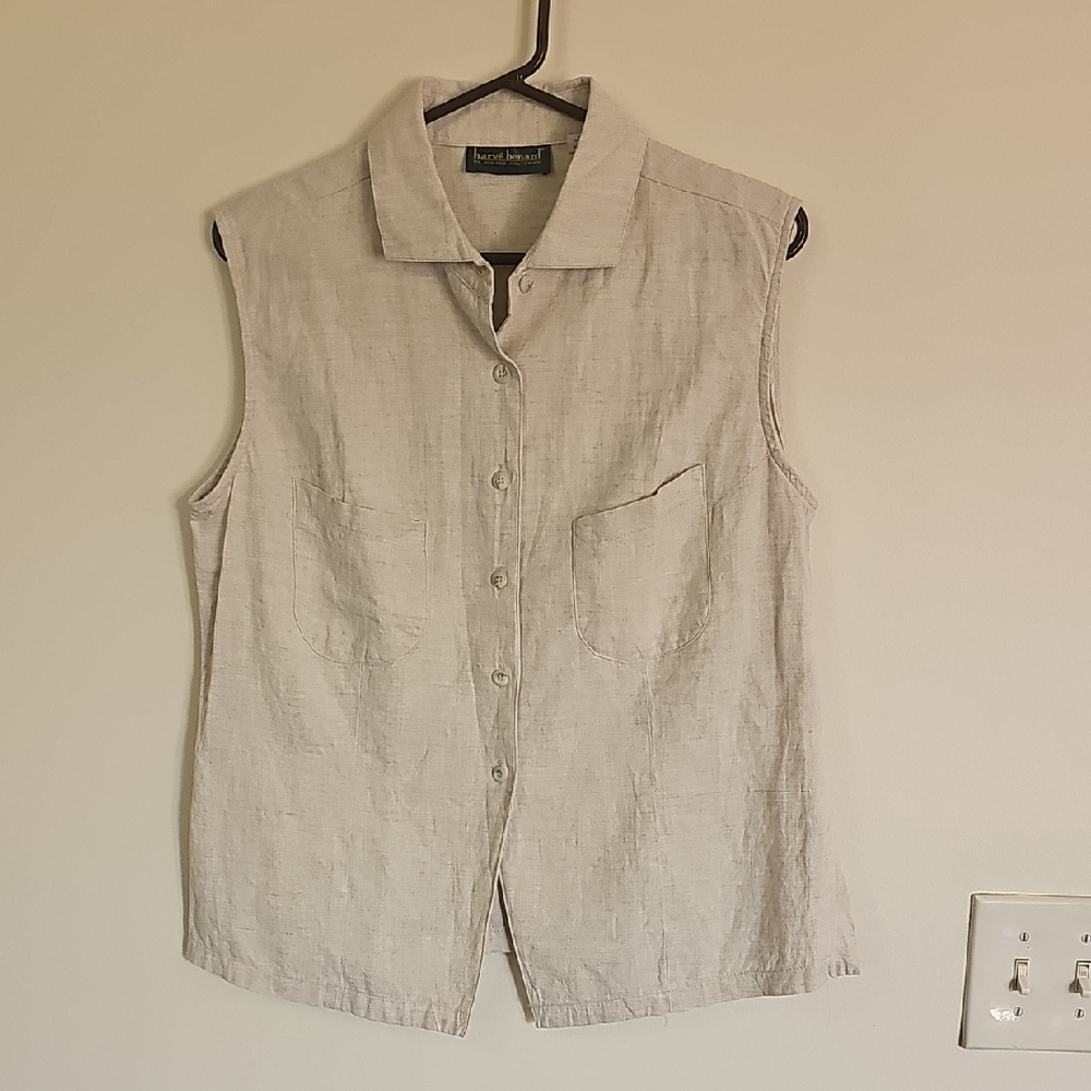 Bechamel Light Gray Linen Top